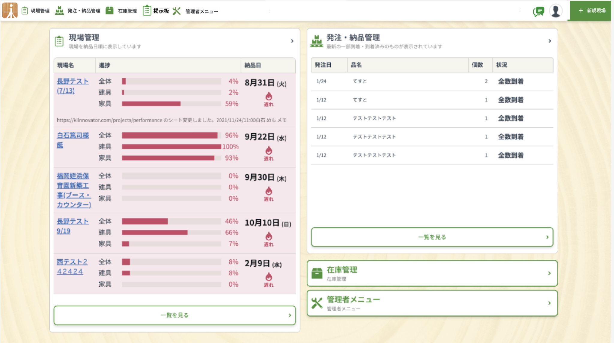 要件定義書に記載されたダッシュボード画面