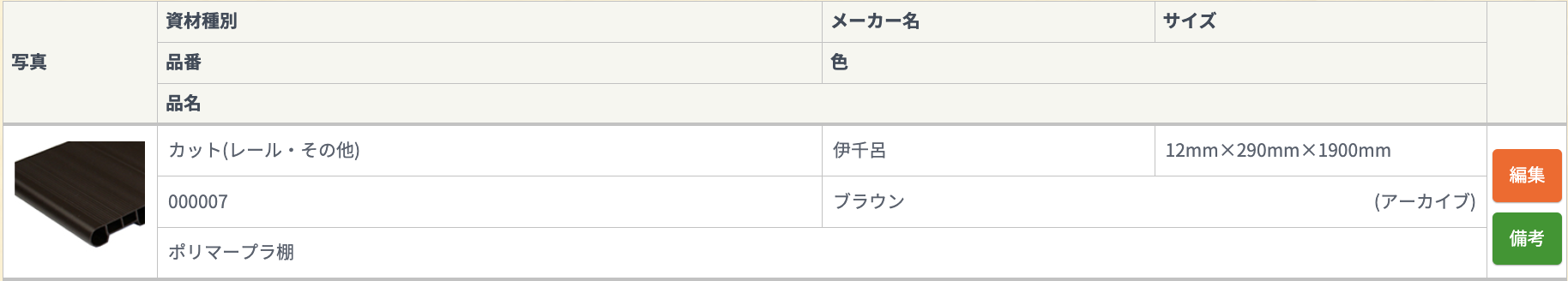 廃盤資材の表示